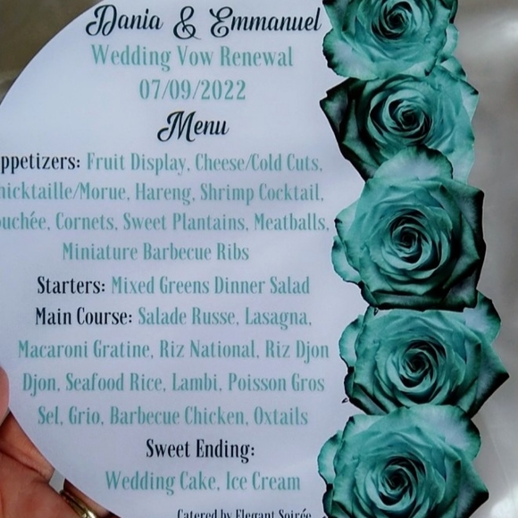 30 Red Roses Cut Out Menus | Charger Insert | Wedding Reception Decorations - Picture 6 of 7